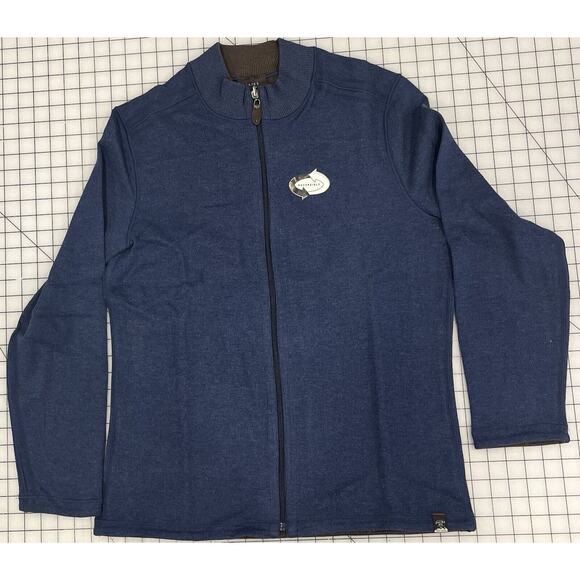 Jacks New York Reversible L Brown And Blue Sweater Jacket Zip Up Long Sleeve R8